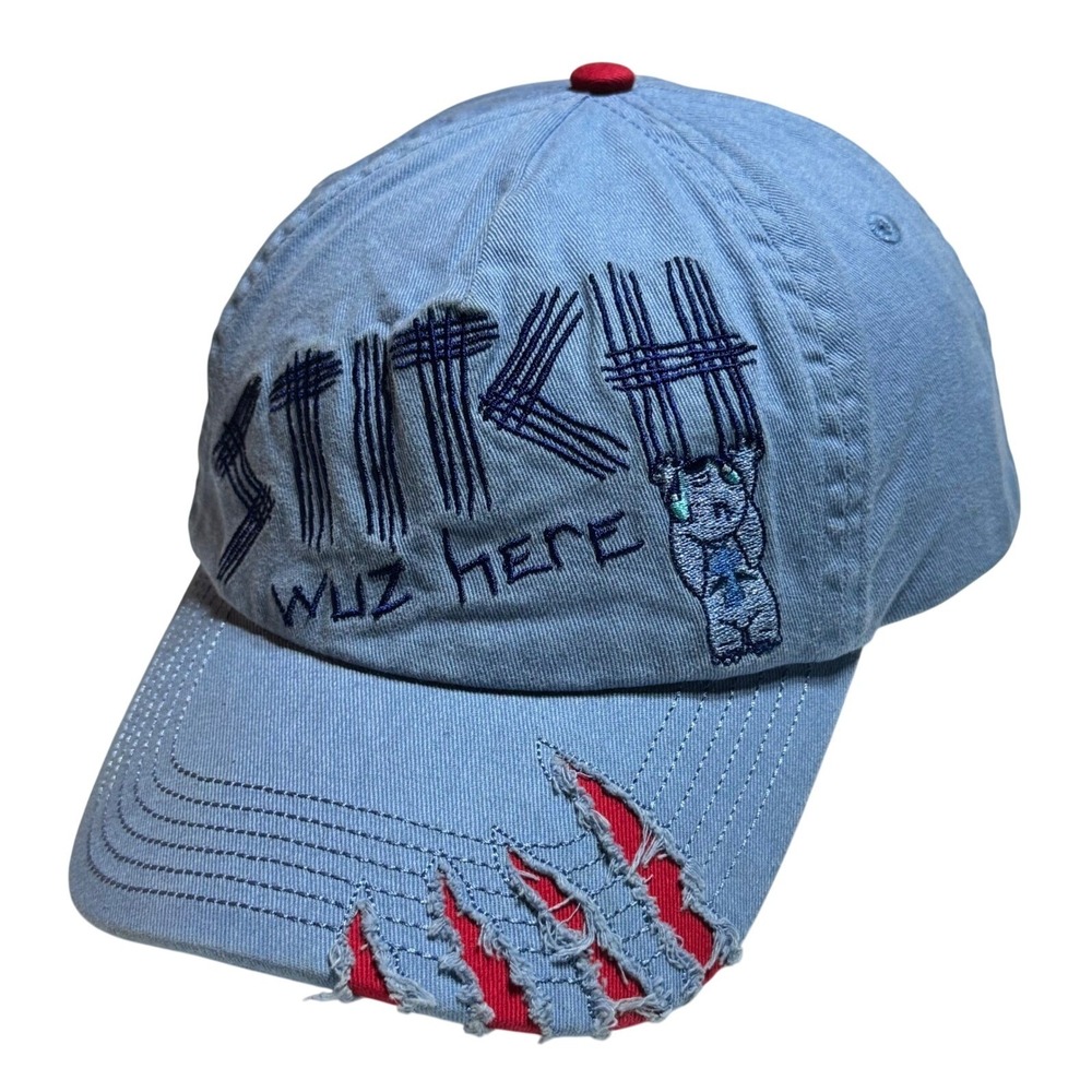 Disney Stitch Wuz Here Youth Hat 54-57 cm Distressed Blue Red Cotton Cap
